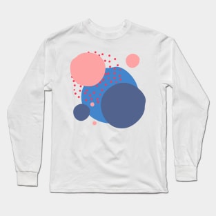 Art circles and dots pattern - dark blue pink and red Long Sleeve T-Shirt